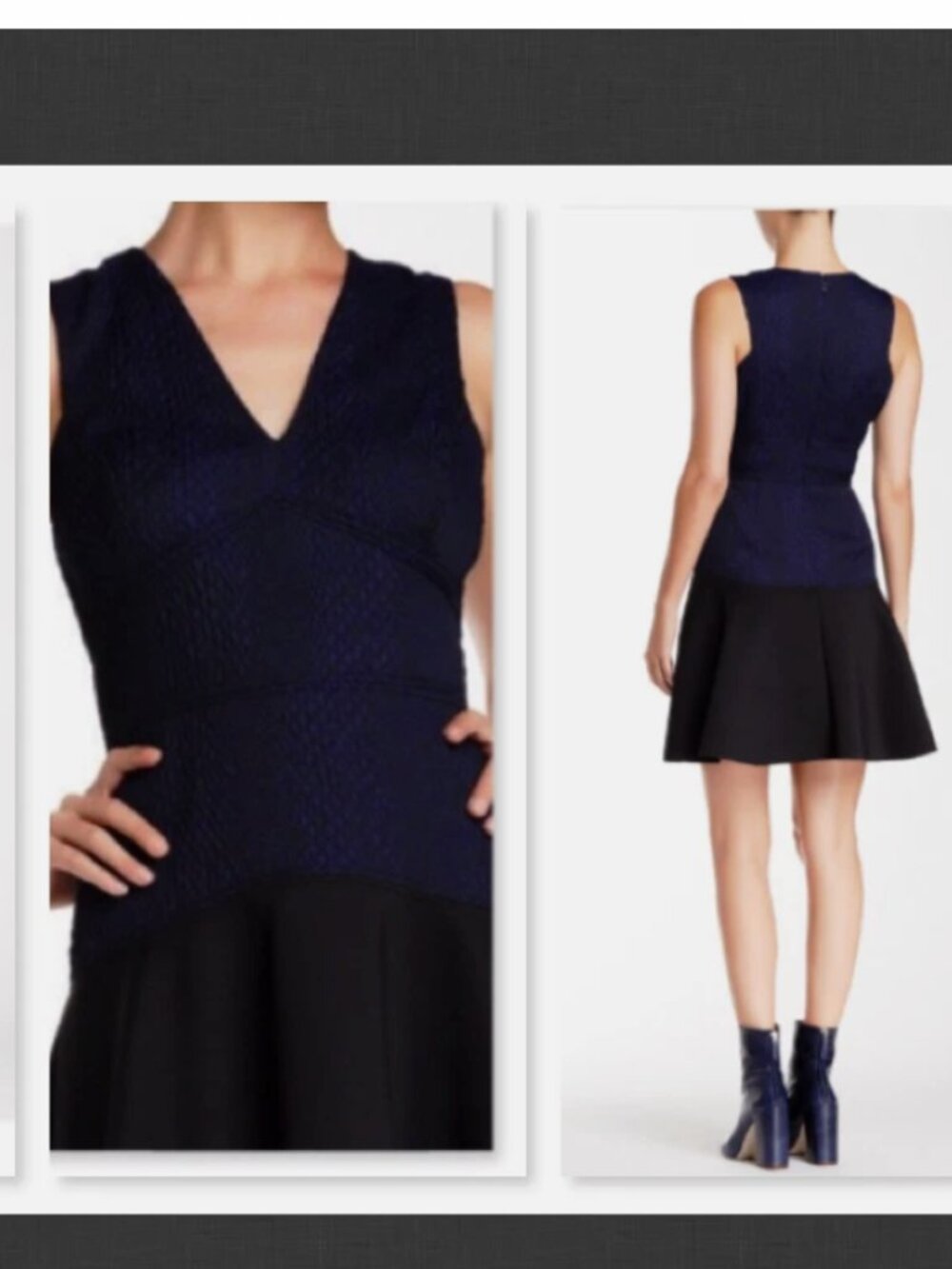 Rebecca Taylor Cobalt Blue V-Neck Sleeveless Stretch Snake Dress Size 12